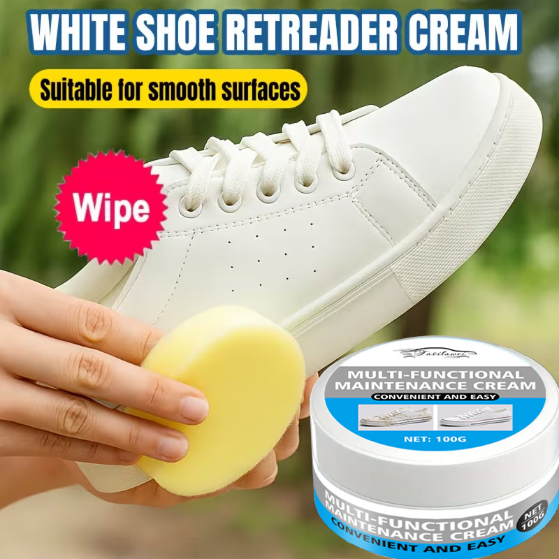 Leather Shoe Polish - Shoe Whitening Polish Cream met spons:
